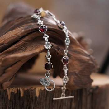 Серебряный браслет с гранатом 01B1480GR