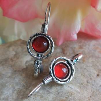Серебряные серьги с сердоликом 01E625SR