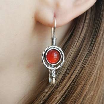 Серебряные серьги с сердоликом 01E625SR