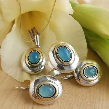 Серебряное колье с халцедоном и золотом MVN1731/1GHL