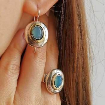 Серебряные серьги с халцедоном и золотом MVE1731/1GHL