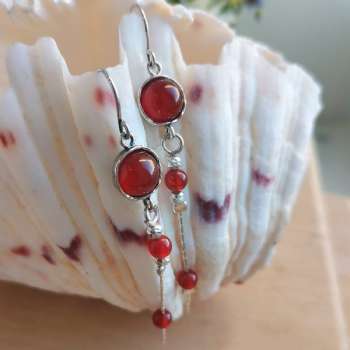 Серебряные серьги с сердоликом 01E1836SR