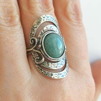 Серебряное кольцо с авантюрином 01R961AV