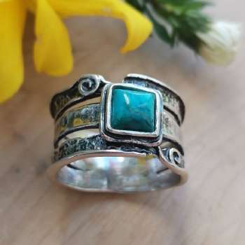 Серебряное кольцо с бирюзой 01R671TQ