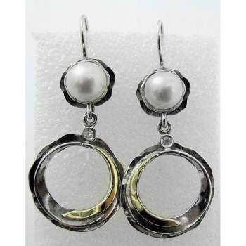 Серебряные серьги с жемчугом и золотом MVE1066GPL