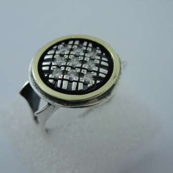 Серебряное кольцо с куб.цирконом и золотом MVR1039GCZ