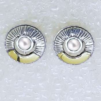 Серебряные серьги с жемчугом и золотом MVE2135GPL