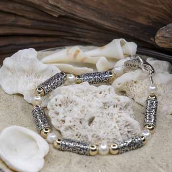 Серебряный браслет с жемчугом и голдфилд YMVBh11/1PL