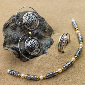 Серебряный браслет с жемчугом и голдфилд YMVBh11/1PL