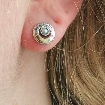 Серебряные серьги с жемчугом и золотом MVE2135GPL