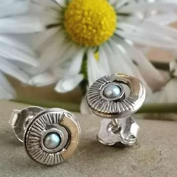 Серебряные серьги с жемчугом и золотом MVE2135GPL