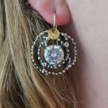 Серебряные серьги с куб.цирконом и золотом MVE1059GCZ