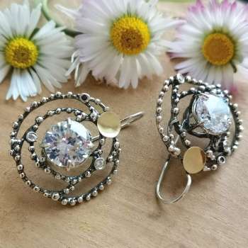 Серебряные серьги с куб.цирконом и золотом MVE1059GCZ