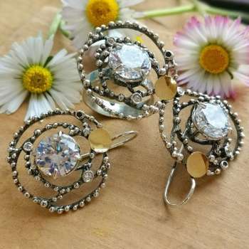 Серебряные серьги с куб.цирконом и золотом MVE1059GCZ