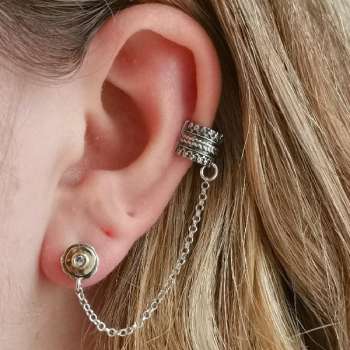 Серебряные серьги с куб.цирконом и золотом MVE1117GCZ