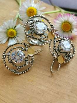 Серебряное кольцо с куб.цирконом и золотом MVR1059GCZ