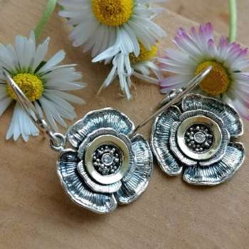 Серебряные серьги с куб.цирконом и золотом MVE1525GCZ/1