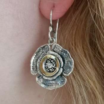 Серебряные серьги с куб.цирконом и золотом MVE1525GCZ/1