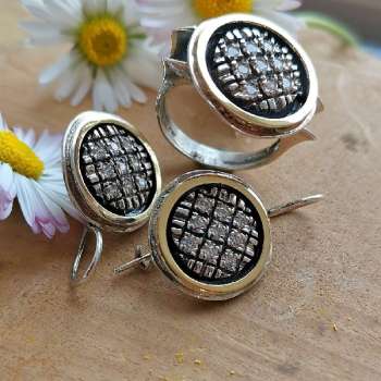 Серебряное кольцо с куб.цирконом и золотом MVR1039GCZ