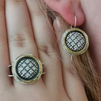 Серебряное кольцо с куб.цирконом и золотом MVR1039GCZ