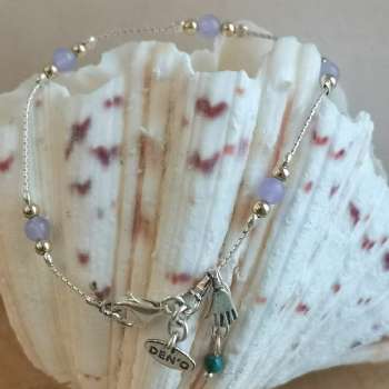 Серебряный браслет с халцедоном, бирюзой и голдфилд Y01B765HL