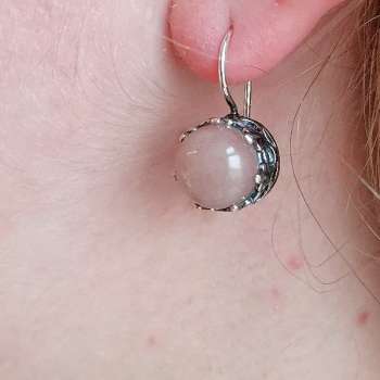 Серебряные серьги с лунным камнем 01E867MS