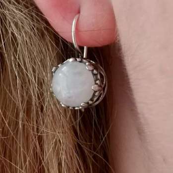 Серебряные серьги с розовым кварцем 01E867QZ