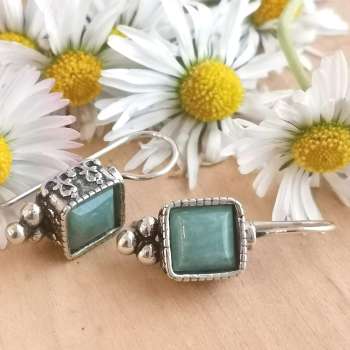 Серебряные серьги с жадеитом 01E279JD Серебряные серьги с жадеитом 01E279JD