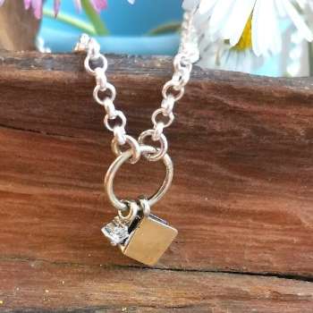 Серебряное колье с куб.цирконом и золотом MVN2080GCZ