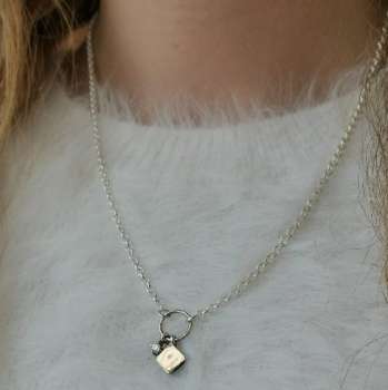 Серебряное колье с куб.цирконом и золотом MVN2080GCZ