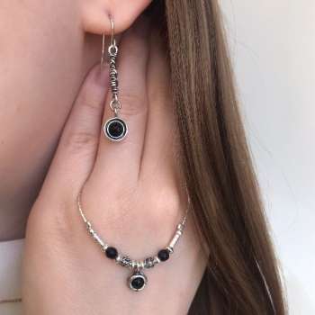 Серебряное колье с ониксом 01N2755ON