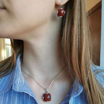 Серебряное колье с сердоликом 01N1383SR