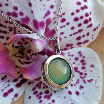 Серебряный кулон с хризопразом и золотом MVP1375GCHr