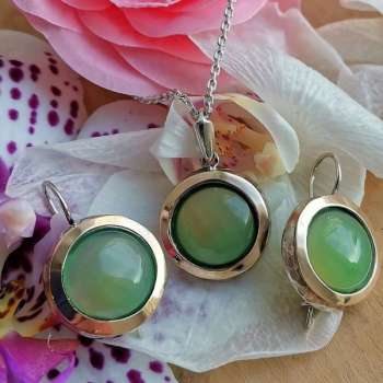 Серебряные серьги с хризопразом MVE1375GCHr