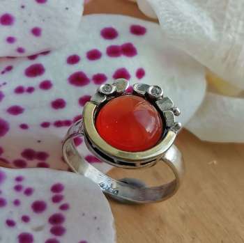 Серебряные серьги с сердоликом, куб.цирконом и золотом MVR1536GSR