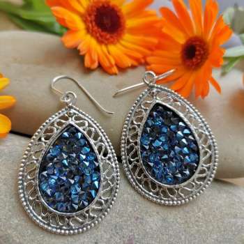 Серебряные серьги с сваровски 01E3647/1SW