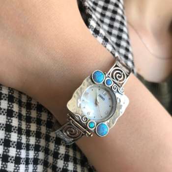 Серебряные часы с опалом иск. 01W062OP