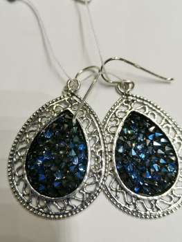 Серебряные серьги с сваровски 01E3647/1SW