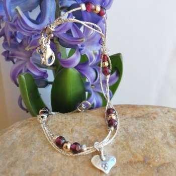 Серебряный браслет с гранатом и голдфилд Y01B382GR