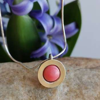 Серебряное колье с кораллом и золотом MVN1732GCR