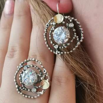 Серебряное кольцо с куб.цирконом и золотом MVR1059GCZ