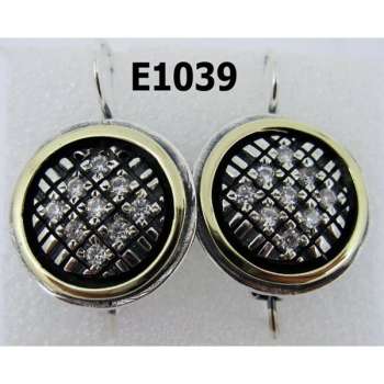 Серебряные серьги с куб.цирконом и золотом MVE1039GCZ