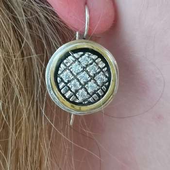 Серебряные серьги с куб.цирконом и золотом MVE1039GCZ