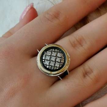 Серебряное кольцо с куб.цирконом и золотом MVR1039GCZ