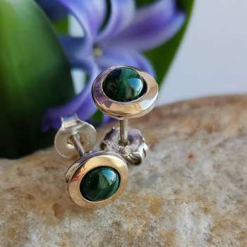 Серебряные серьги с малахитом и золотом MVE1576GML