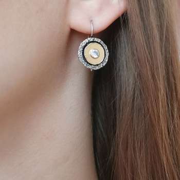 Серебряные серьги с куб.цирконом и золотом MVE2008GCZ