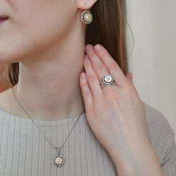 Серебряные серьги с куб.цирконом и золотом MVE2008GCZ