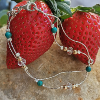 Серебряный браслет с бирюзой и голдфилд Y01B744TQ