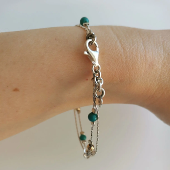 Серебряный браслет с бирюзой и голдфилд Y01B744TQ