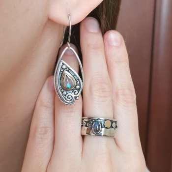 Серебряное кольцо с лабрадором и золотом MVR1909GLB